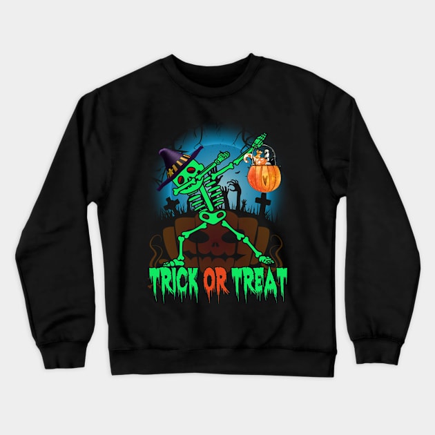 Kids Cute Boys Halloween Dabbing Skeleton Crewneck Sweatshirt by ChristianCrecenzio